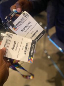 Two lanyards with nametags