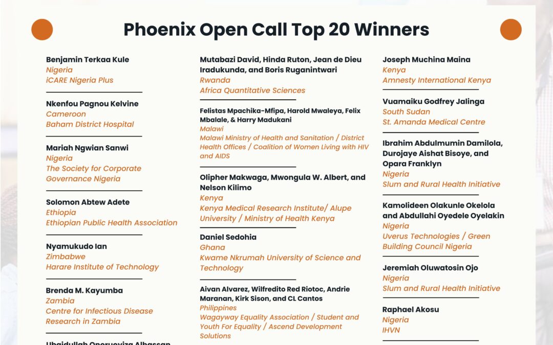 Announcing the Phoenix Open Call Top 20 Winners: Voices Shaping the Future of HIV Service Sustainability